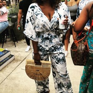 Blue and white jumpsuit